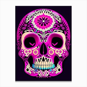 Skull With Mandala Patterns 1 Pink Pop Art Canvas Print