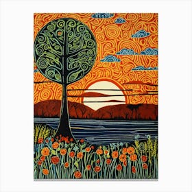 Sunset Tree-Festival Vibes -Sunshine Delights Canvas Print