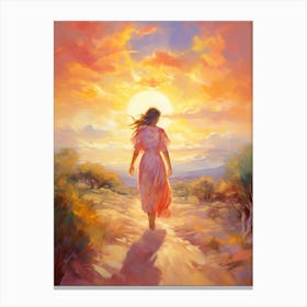 Woman Walking In The Desert Canvas Print