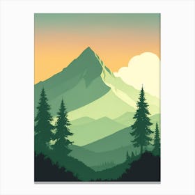 Misty Mountains Vertical Composition In Green Tone 143 Canvas Print