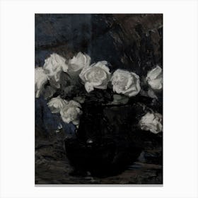 Roses In A Black Vase Canvas Print