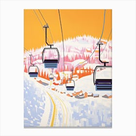 Vail Mountain Resort   Colorado, Usa, Ski Resort Pastel Colours Illustration 1 Canvas Print