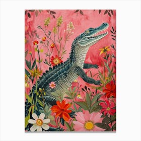 Floral Animal Painting Crocodile 1 Canvas Print