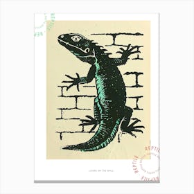 Lizard On The Brick Wall Bold Block 2 Poster Canvas Print