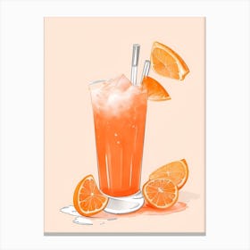 Aperol With Ice And Orange Watercolor Vertical Composition 22 Canvas Print