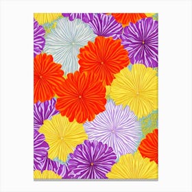 Lavender Repeat Retro Flower Canvas Print