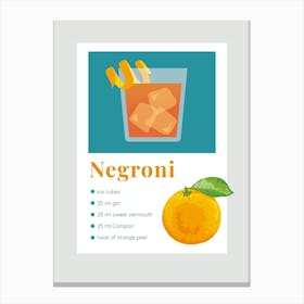 Negroni Recipe Canvas Print
