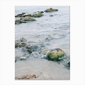 Waves on Rocks // Ibiza Nature & Travel Photography Canvas Print