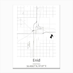 Enid,United States Minimalist Map Canvas Print