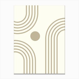 Beige Circles Monoline Hand Drawing Aesthetic Illustration Canvas Print