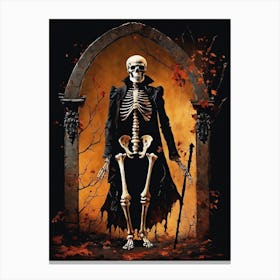 Vintage Halloween Gothic Skeleton Painting (32) Canvas Print