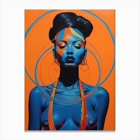 Woman In Blue And Orange Canvas Print