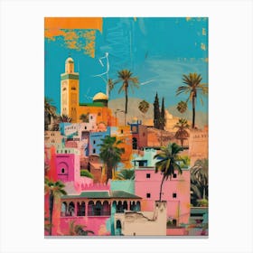 Morocco   Retro Collage Style 2 Canvas Print