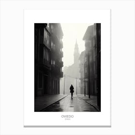 Poster Of Oviedo, Spain, Black And White Analogue Photography 3 Canvas Print