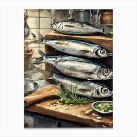 Sardines In The Kitchen Canvas Print