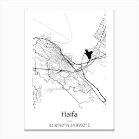 Haifa,Israel Minimalist Map Canvas Print