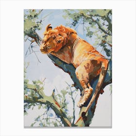 Southwest African Lion Climbing A Tree Fauvist Painting 2 Canvas Print