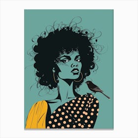 Afro Girl With Bird Canvas Print