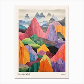 Puncak Jaya Indonesia 2 Colourful Mountain Illustration Poster Canvas Print