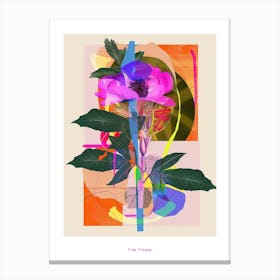 Flax Flower 3 Neon Flower Collage Poster Canvas Print