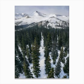 Aerial View Of Snowy Mountains Canvas Print