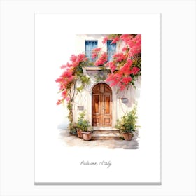 Palermo, Italy   Mediterranean Doors Watercolour Painting 3 Poster Canvas Print