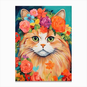Persian Cat With A Flower Crown Painting Matisse Style 3 Canvas Print