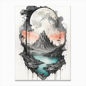 Full Moon In The Mountains Canvas Print