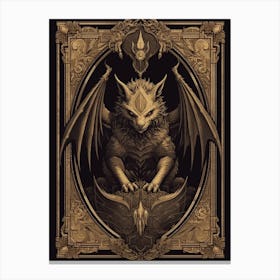  Gargoyle Tarot Card Black & Gold 7 Canvas Print
