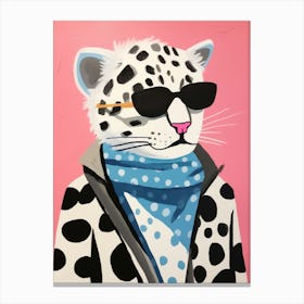 Little Snow Leopard 2 Wearing Sunglasses Canvas Print