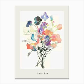 Sweet Pea 1 Collage Flower Bouquet Poster Canvas Print