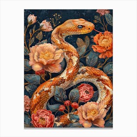 Lunar Year Of The Snake 2025 Snake Art Chinese Zodiac Vintage Orange Canvas Print