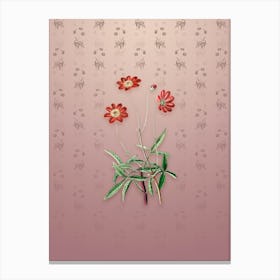 Vintage Cosmos Flower Botanical on Dusty Pink Pattern n.1440 Canvas Print