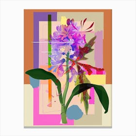 Hyacinth 4 Neon Flower Collage Canvas Print