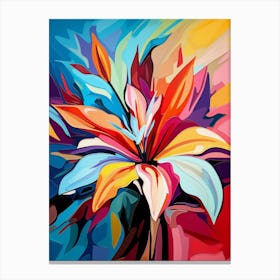 Lily Flower II, Abstract Vibrant Colorful Painting in Van Gogh Style Canvas Print