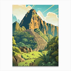 Machu Picchu Peru 2 Vintage Travel Illustration Canvas Print
