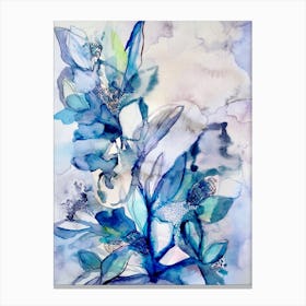 Aqua Floral Canvas Print