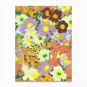 Violet Daisies And Orange Marigold Canvas Print