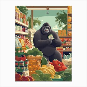 Grocery Shopping Gorilla Art 4 Canvas Print