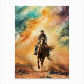 Cowboy On Horseback 1 Canvas Print