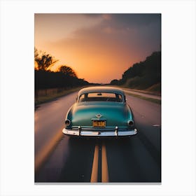 Classic Car At Sunset Canvas Print