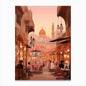 Casablanca Morocco 4 Vintage Pink Travel Illustration Canvas Print