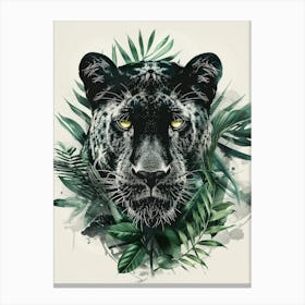 Double Exposure Realistic Black Panther With Jungle 37 Canvas Print