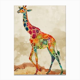 Giraffe Geometric Watercolour Pattern 1 Canvas Print