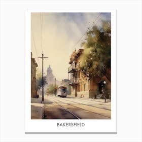 Bakersfield Watercolor 2 Travel Poster Canvas Print