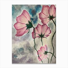 Cosmos in the garden, gouache Canvas Print