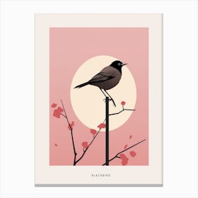 Minimalist Blackbird 2 Bird Poster Canvas Print