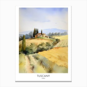 Tuscany Italy Watercolour Travel Poster 2 Canvas Print