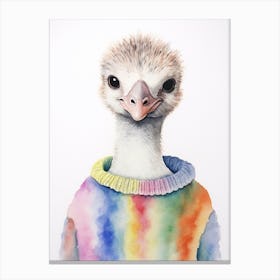 Baby Animal Watercolour Ostrich Canvas Print
