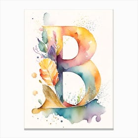 B, Letter, Alphabet Storybook Watercolour 5 Canvas Print